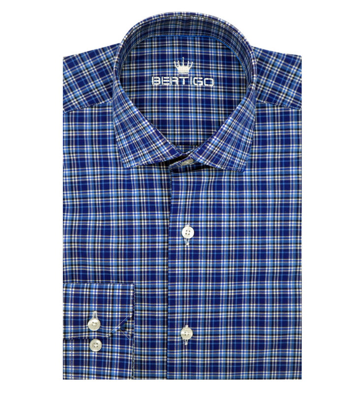 Bertigo Shirt | Cole-92 Navy Tartan Ginghamm Print