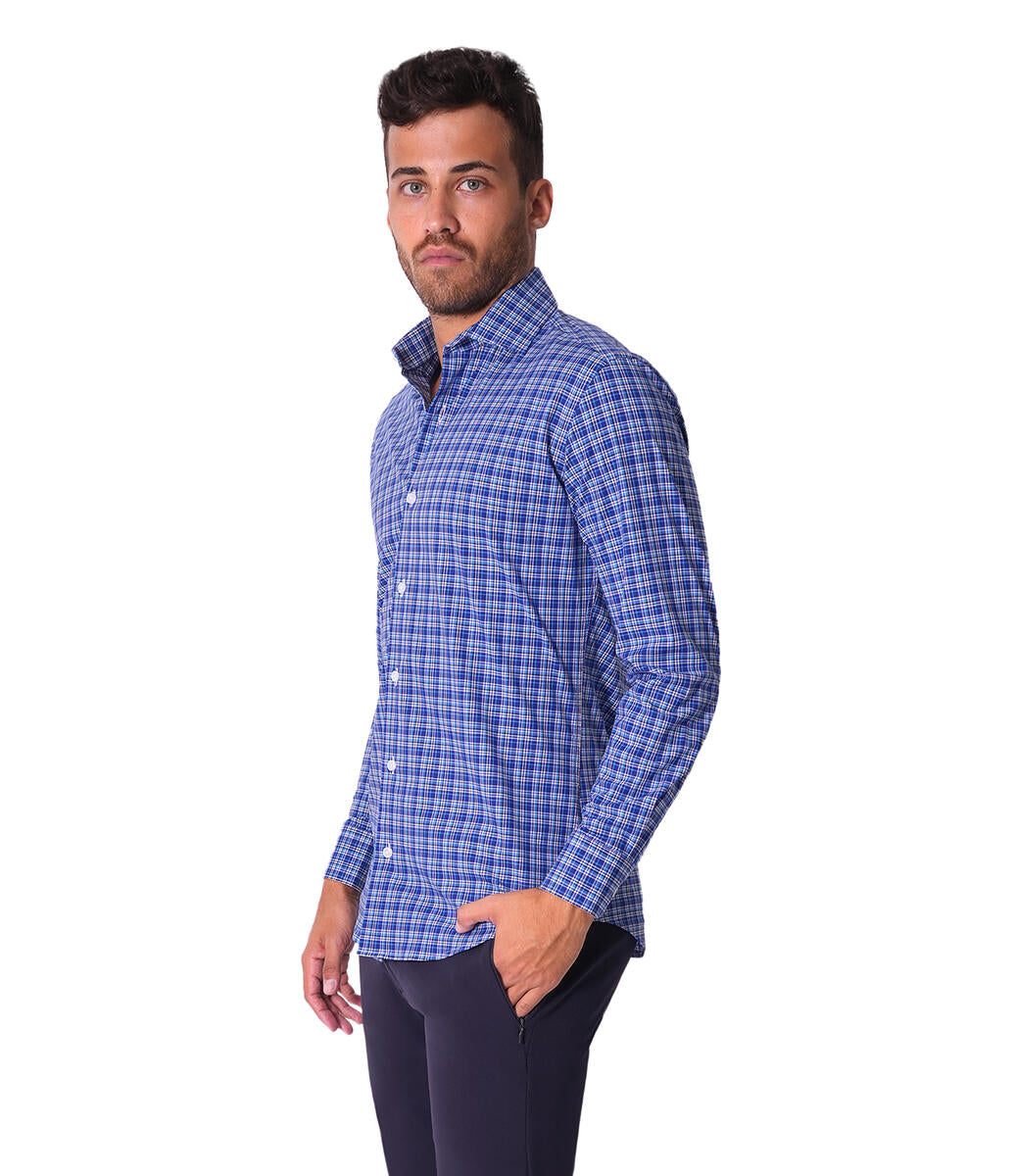 Bertigo Shirt | Cole-92 Navy Tartan Ginghamm Print