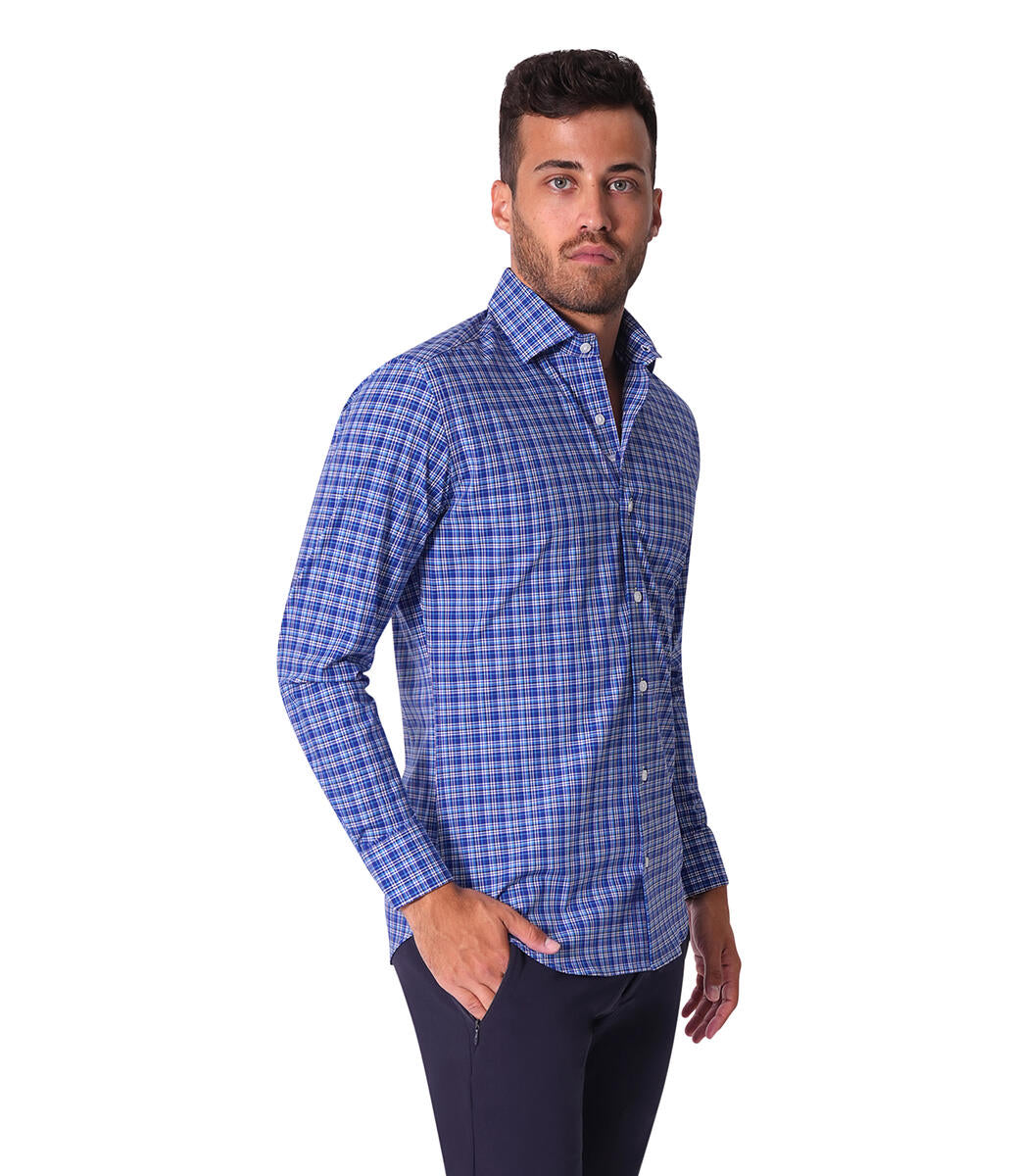 Bertigo Shirt | Cole-92 Navy Tartan Ginghamm Print