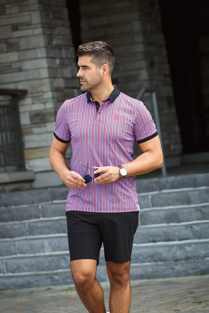 Au Noir Stretch Short-Sleeve Polo | Colter Red