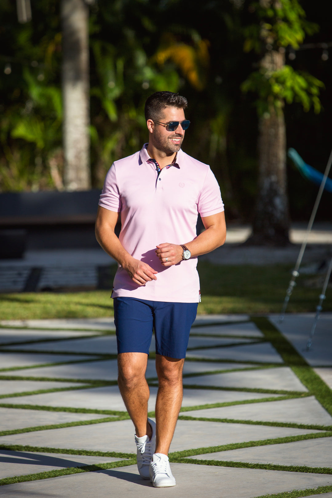 Au Noir Stretch Short-Sleeve Polo | Eagle Pink