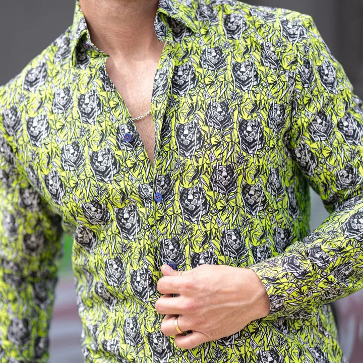 Maceoo Stretch Shirt | Fibonacci Jungle 70 Green