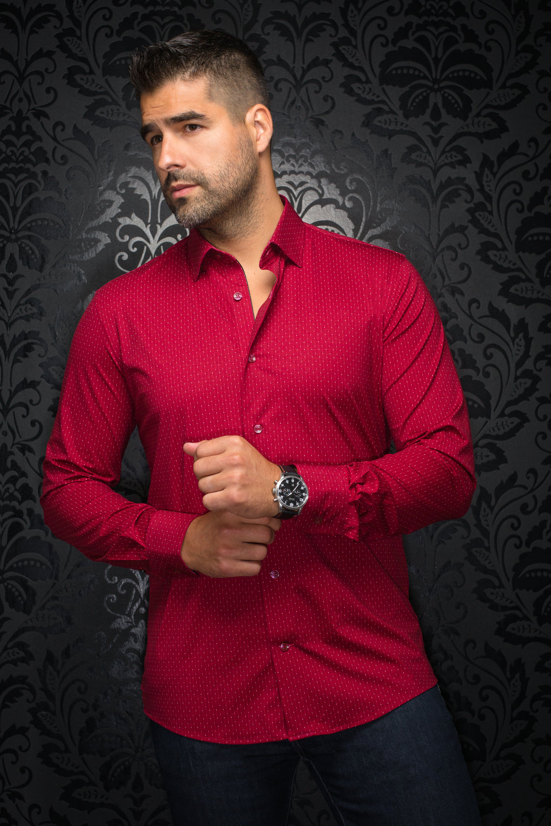 Au Noir Stretch Shirt | Alexander-NDL Burgundy