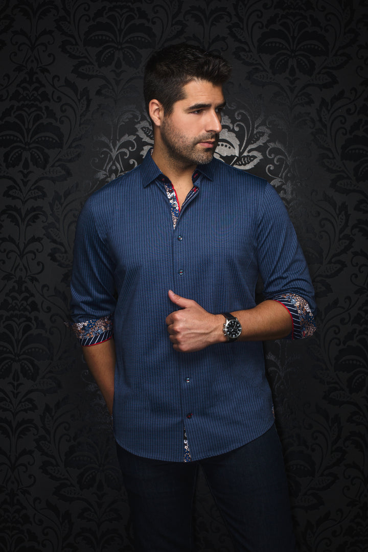 Au Noir Stretch Shirt | Bernado Blue