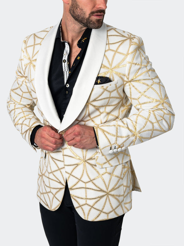 Maceoo Blazers.Maceo | Blazer Shawl Ceremonialgold White