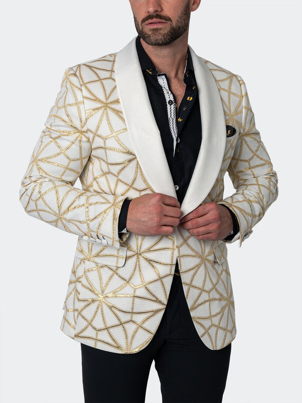 Maceoo Blazers.Maceo | Blazer Shawl Ceremonialgold White