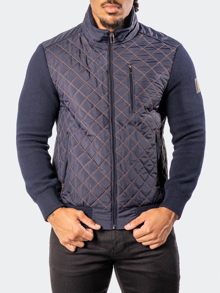 Maceoo Jacket | Bomber BigDiamondPuff Navy