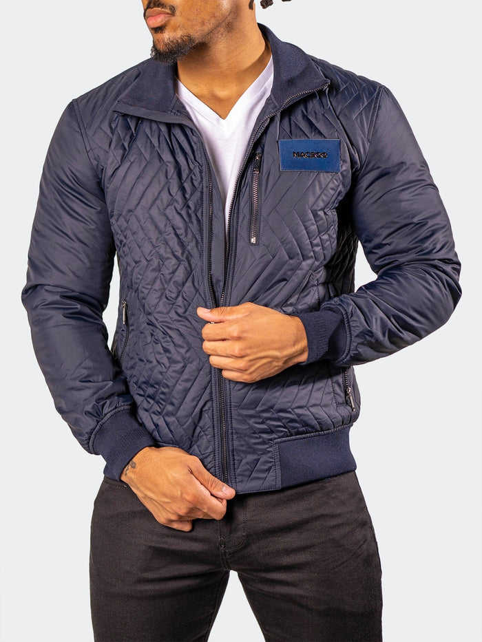 Maceoo Jacket | Bomber PuffyComb Navy