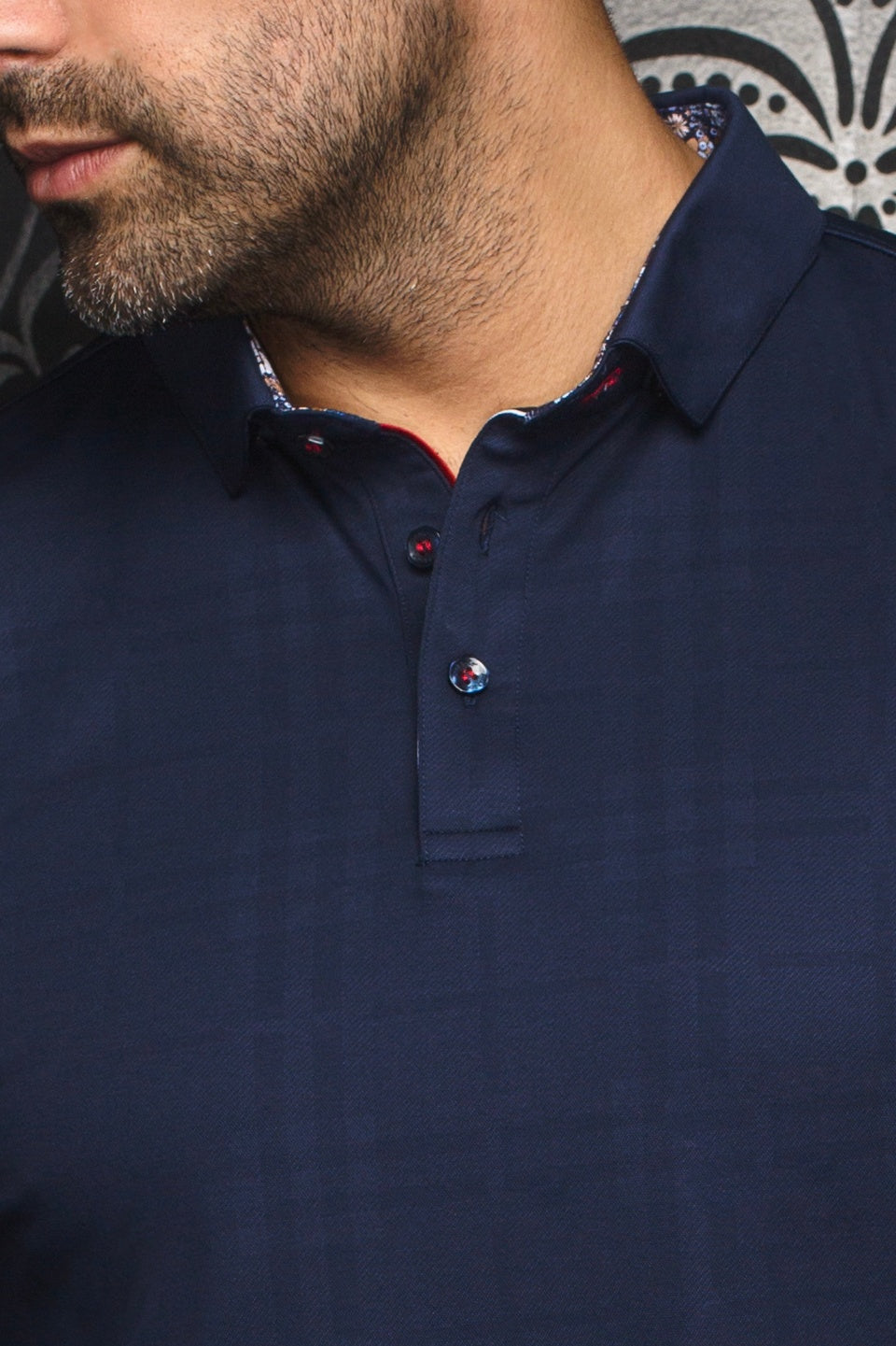 Au Noir Stretch Long-Sleeve Polos | Chelsea Navy