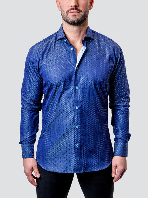 Maceoo Stretch Shirt | Einstein Dot Paisley Blue