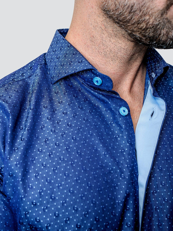 Maceoo Stretch Shirt | Einstein Dot Paisley Blue