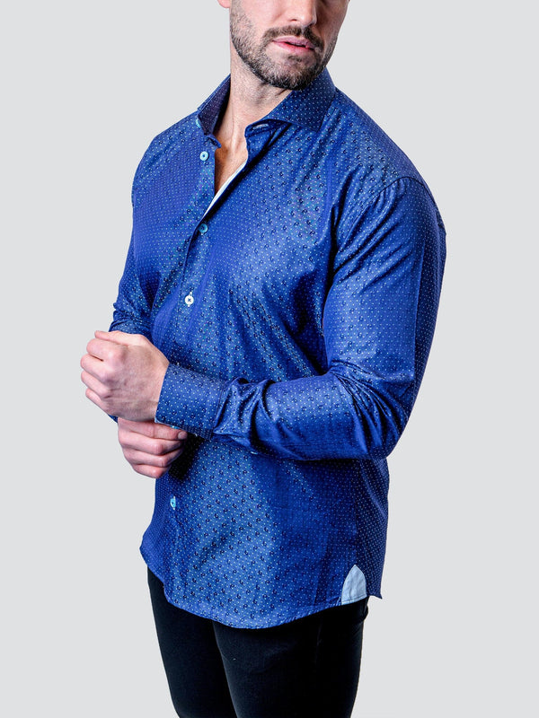 Maceoo Stretch Shirt | Einstein Dot Paisley Blue