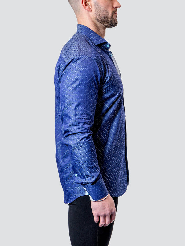 Maceoo Stretch Shirt | Einstein Dot Paisley Blue