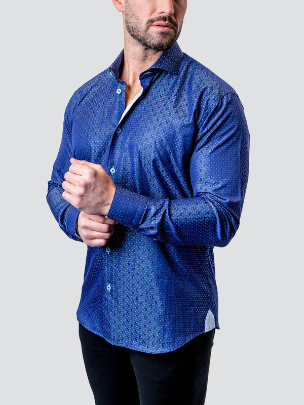 Maceoo Stretch Shirt | Einstein Dot Paisley Blue