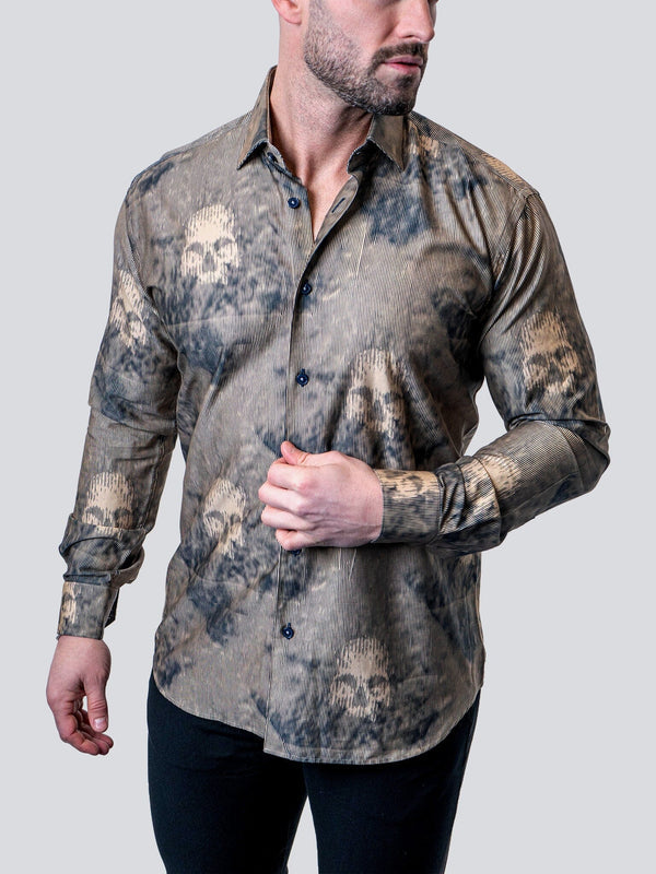 Maceoo Shirt | Fibonacci Skull Sand Brown