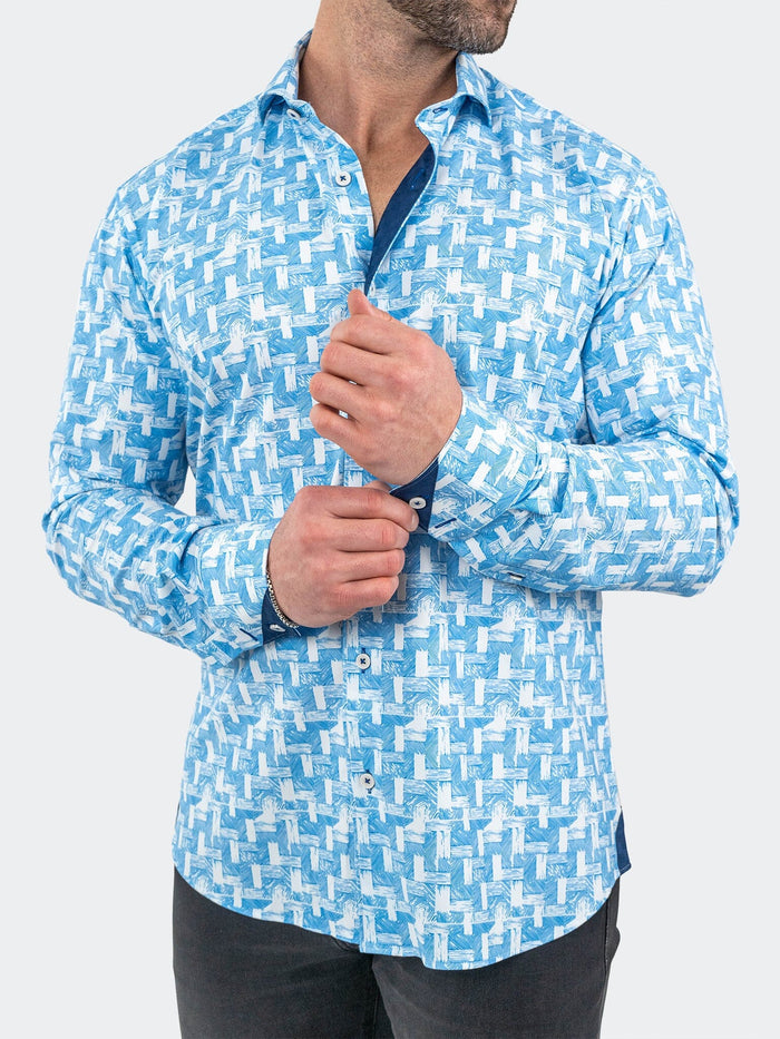 Maceoo Stretch Shirt | Einstein StretchWoodWaves Blue