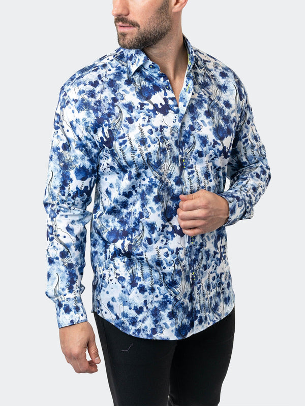 Maceoo Stretch Shirt | Fibonacci Atlantis Blue