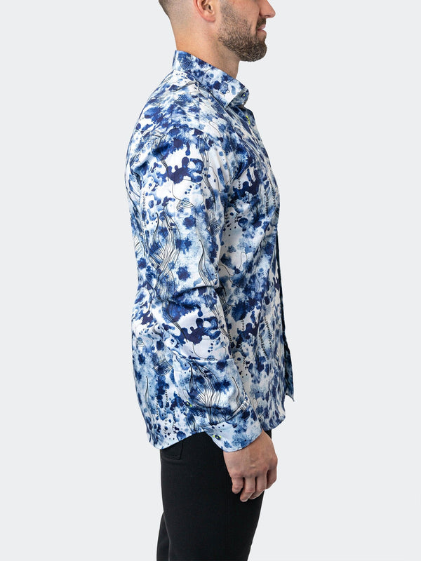 Maceoo Stretch Shirt | Fibonacci Atlantis Blue