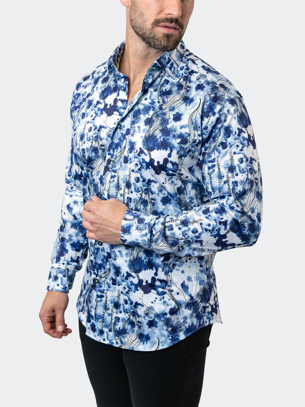 Maceoo Stretch Shirt | Fibonacci Atlantis Blue