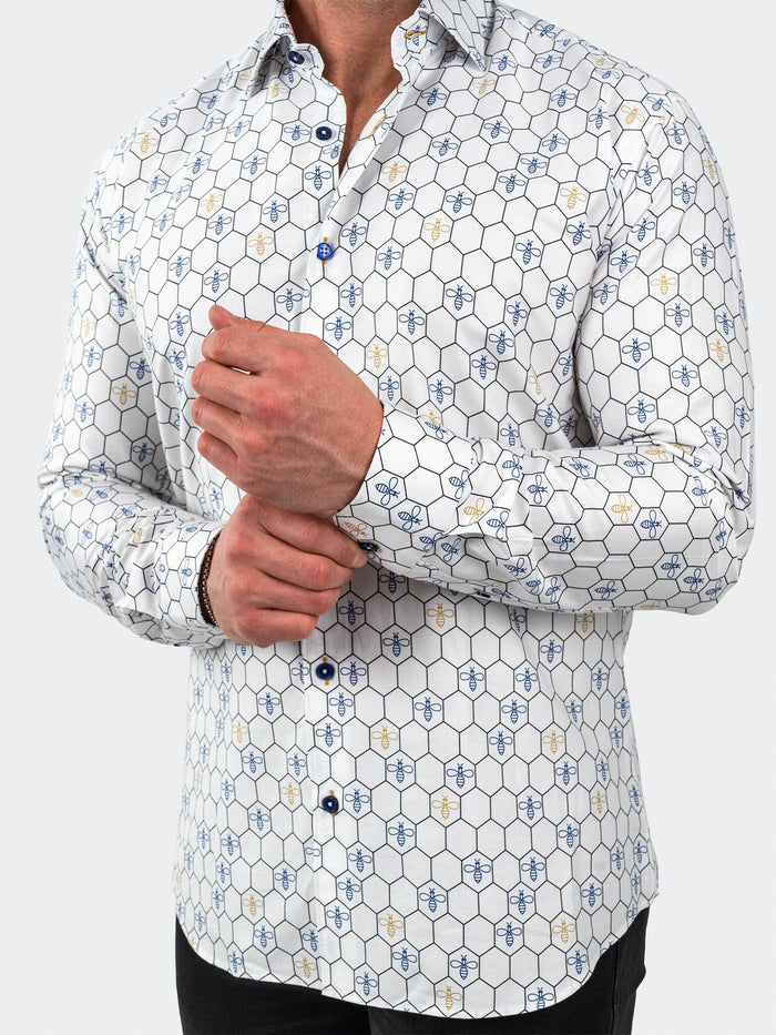 Maceoo Stretch Shirt | Fibonacci Bumblegon White