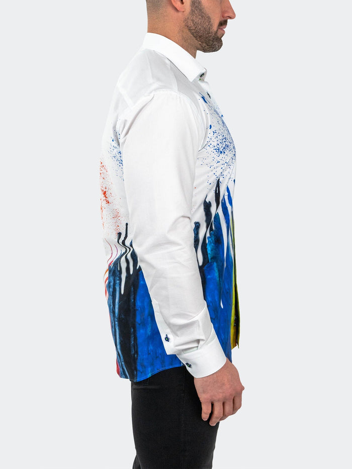 Maceoo Stretch Shirt |Fibonacci Dripped White