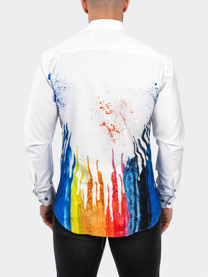 Maceoo Stretch Shirt |Fibonacci Dripped White