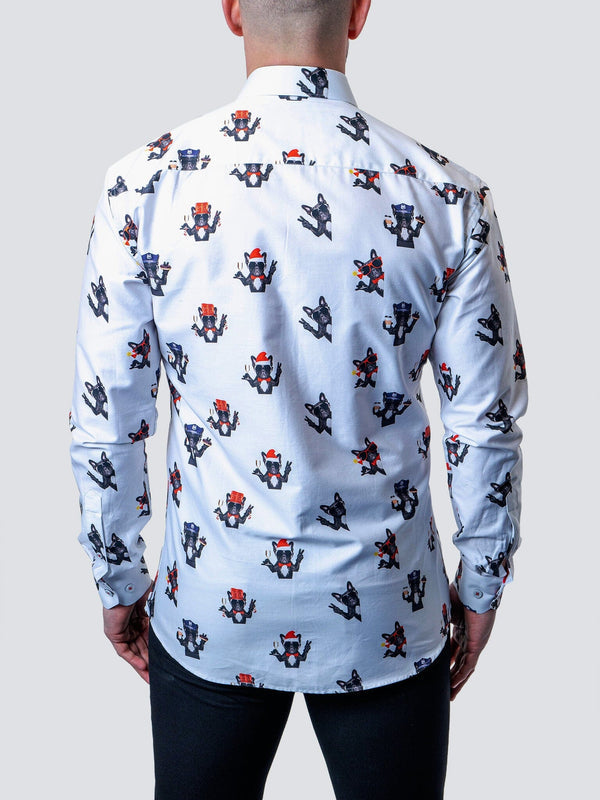 Maceoo Stretch Shirt | Fibonacci Frenchie Peace White