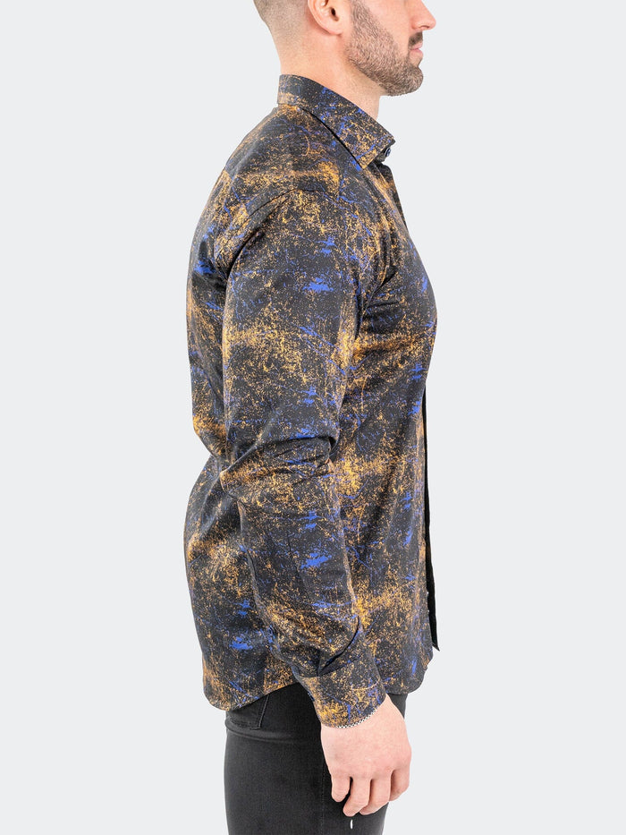 Maceoo Stretch Shirt | Fibonacci GalaxySplash Black