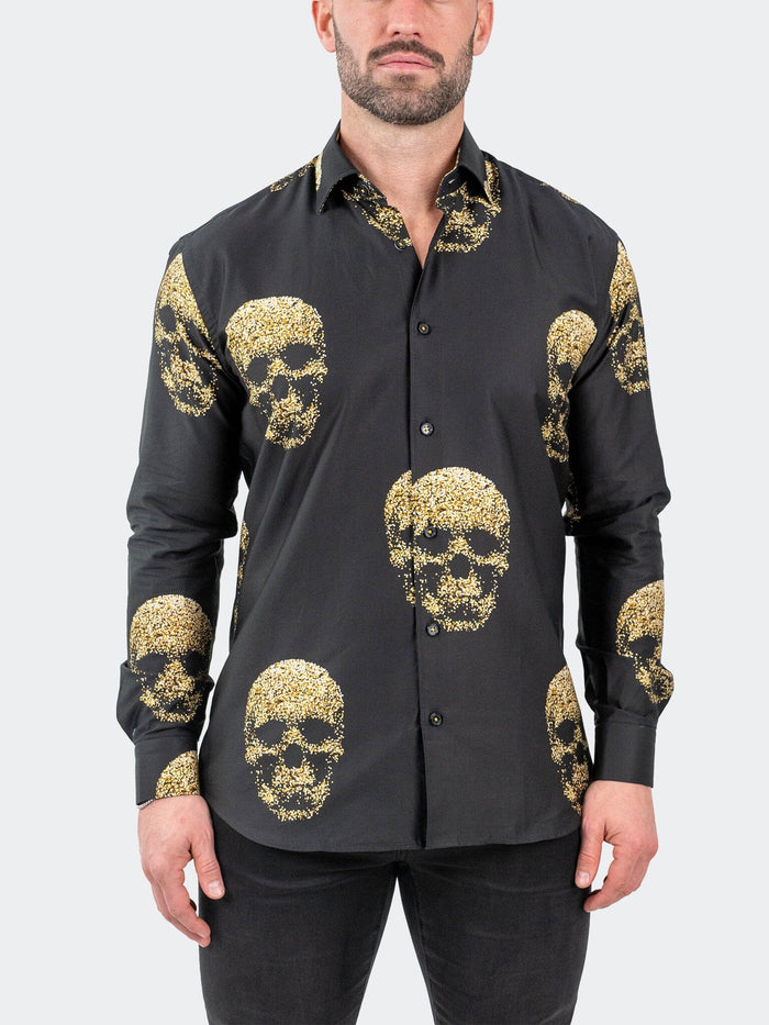 Maceoo Stretch Shirt | Fibonacci GoldenSkull Black