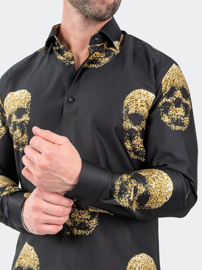 Maceoo Stretch Shirt | Fibonacci GoldenSkull Black