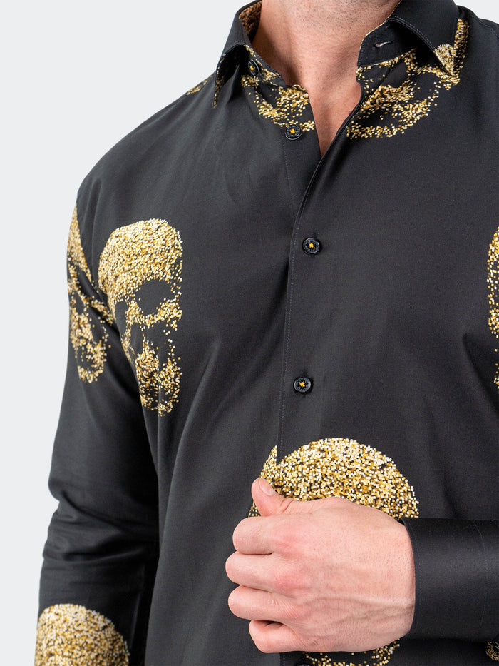 Maceoo Stretch Shirt | Fibonacci GoldenSkull Black