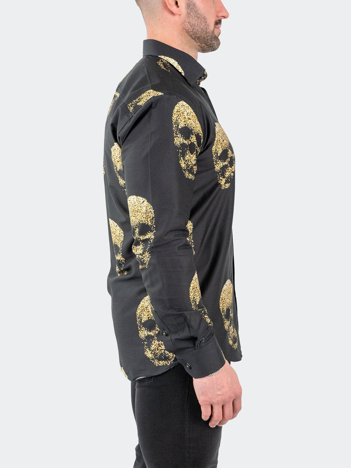 Maceoo Stretch Shirt | Fibonacci GoldenSkull Black