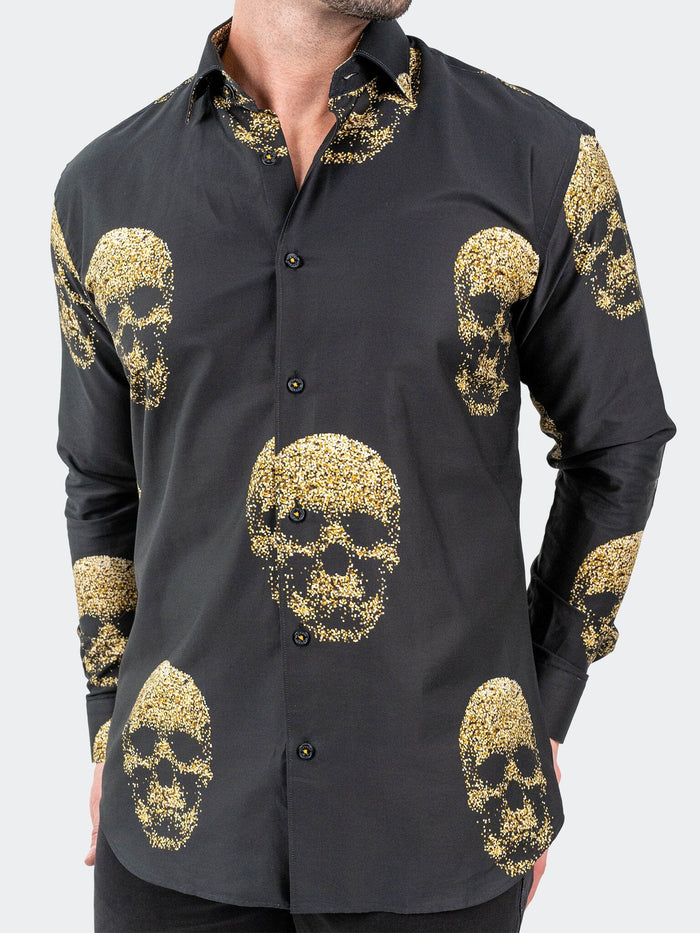 Maceoo Stretch Shirt | Fibonacci GoldenSkull Black