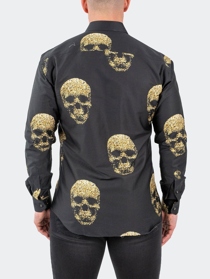 Maceoo Stretch Shirt | Fibonacci GoldenSkull Black