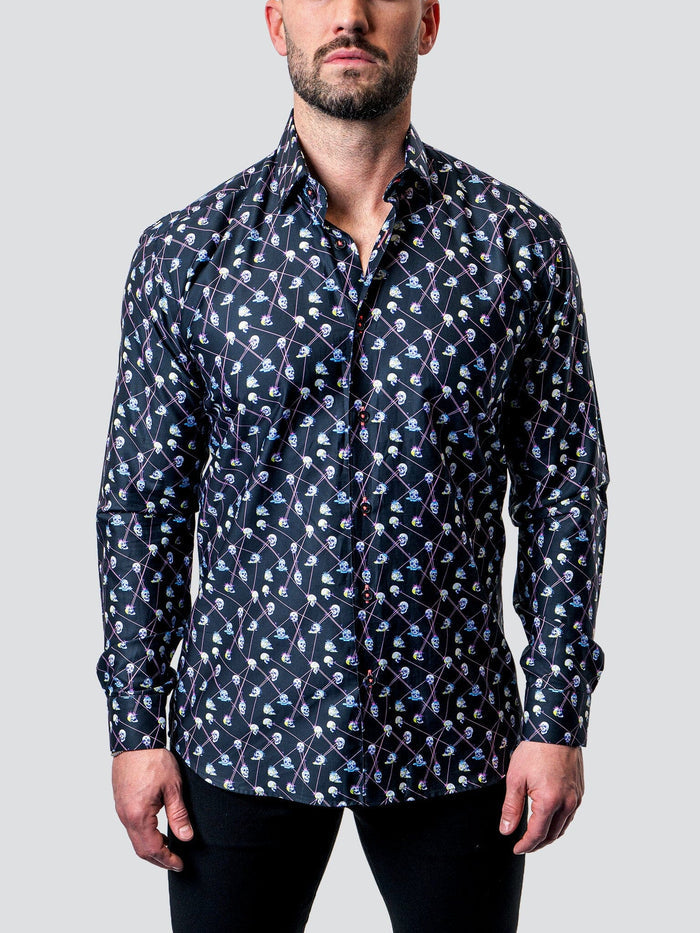 Maceoo Stretch Shirt | Fibonacci Laser Skull BLK