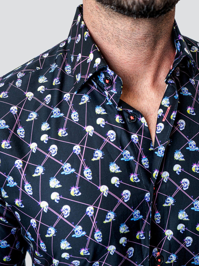 Maceoo Stretch Shirt | Fibonacci Laser Skull BLK