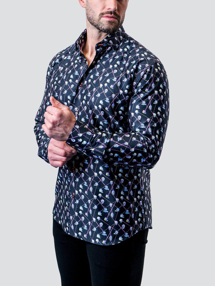 Maceoo Stretch Shirt | Fibonacci Laser Skull BLK