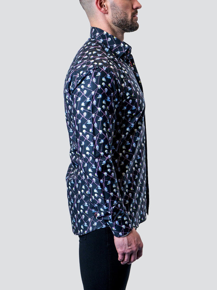 Maceoo Stretch Shirt | Fibonacci Laser Skull BLK