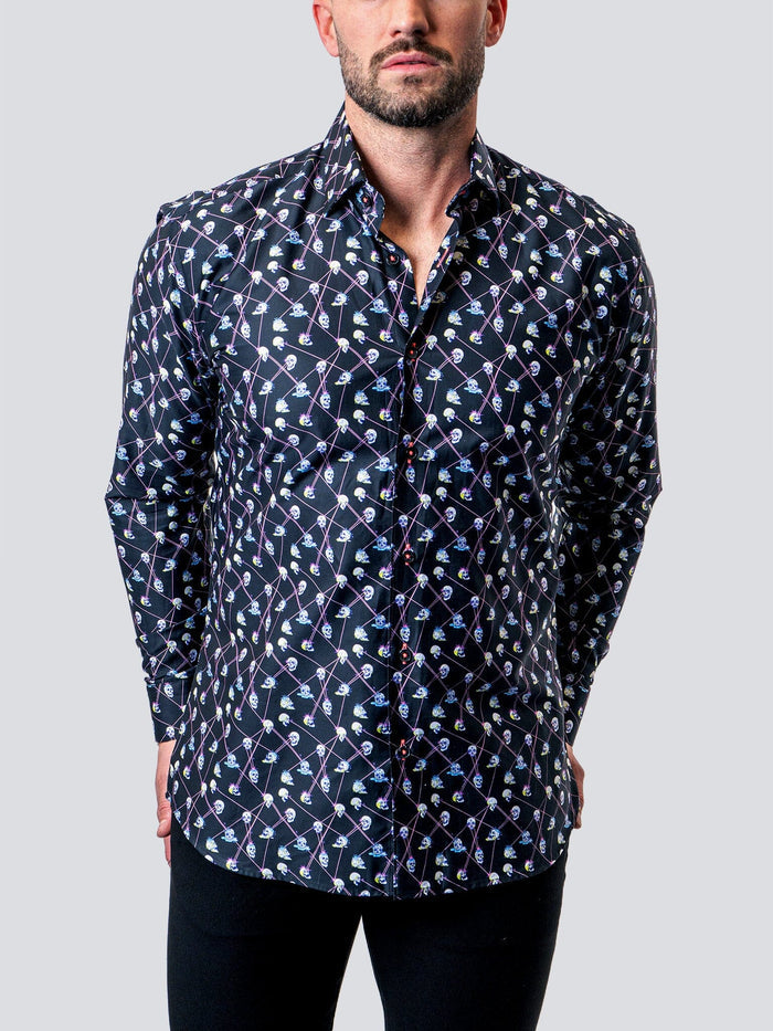 Maceoo Stretch Shirt | Fibonacci Laser Skull BLK