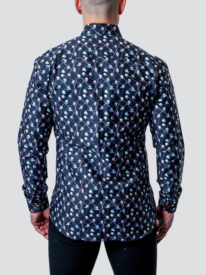 Maceoo Stretch Shirt | Fibonacci Laser Skull BLK