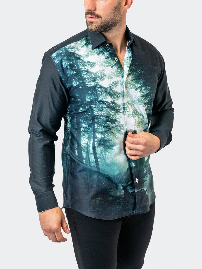 Maceoo Stretch Shirt |Fibonacci LionForest 17 Black