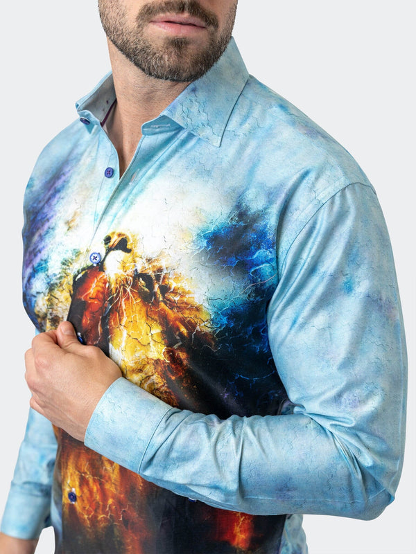 Maceoo Stretch Shirt | Fibonacci LionMozaic 06 Blue