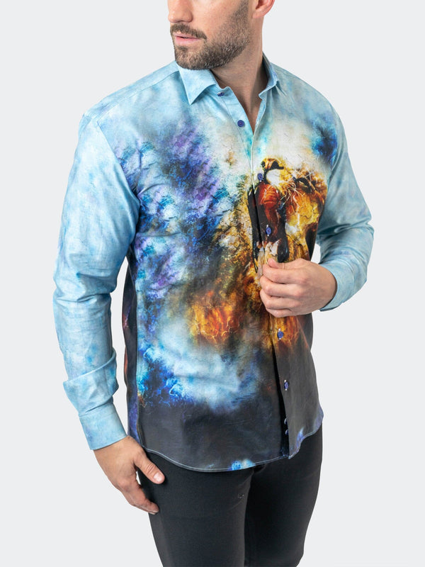 Maceoo Stretch Shirt | Fibonacci LionMozaic 06 Blue