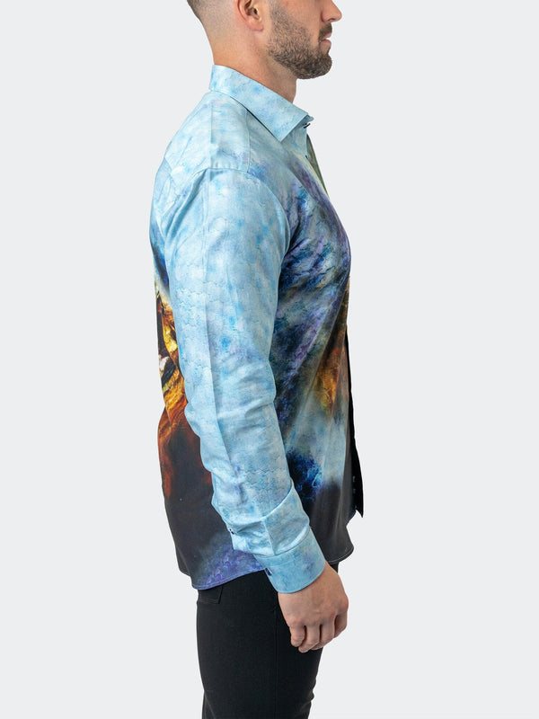 Maceoo Stretch Shirt | Fibonacci LionMozaic 06 Blue