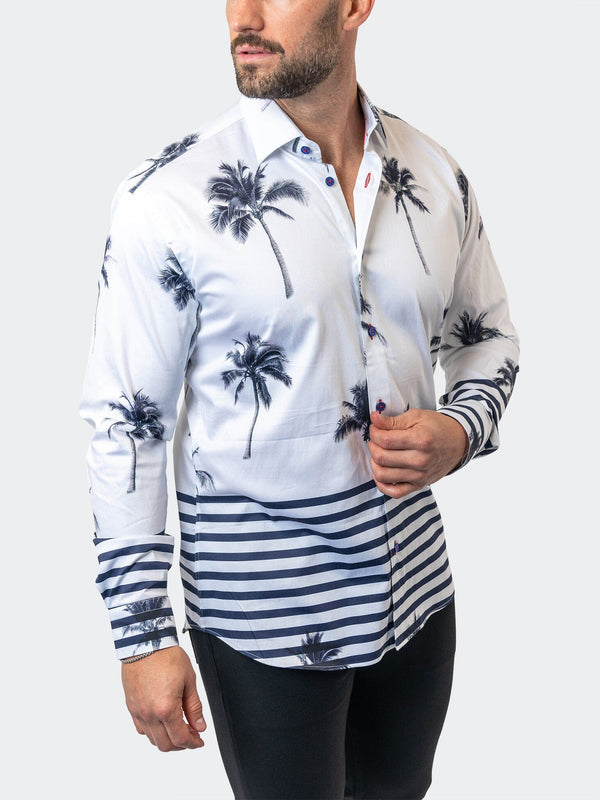 Maceoo Stretch Shirt | Fibonacci NuitPalm White