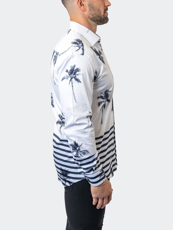 Maceoo Stretch Shirt | Fibonacci NuitPalm White