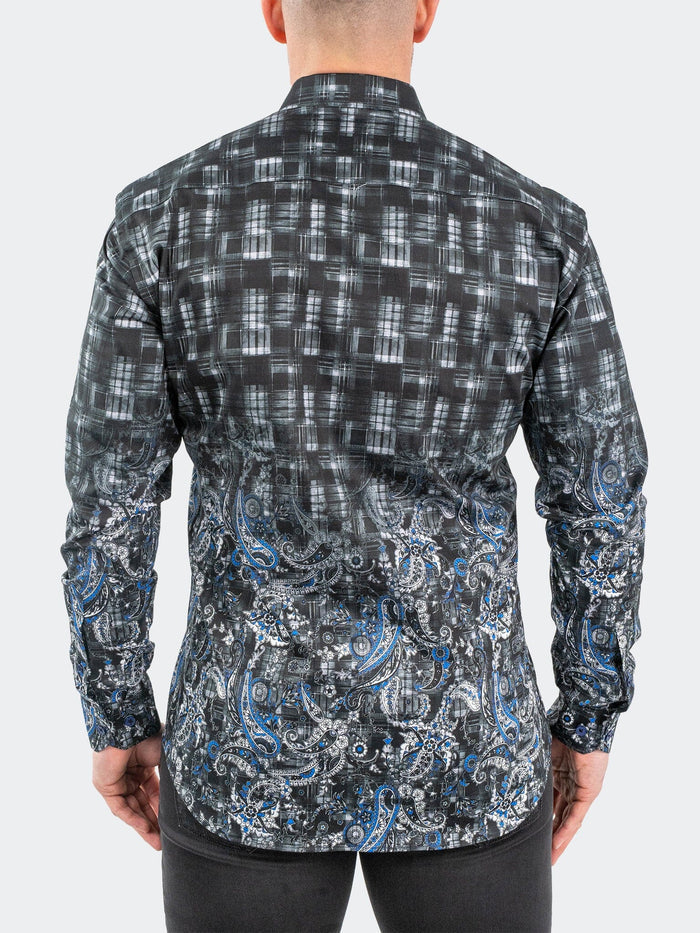 Maceoo Stretch Shirt | Fibonacci PaisleyBlue Black