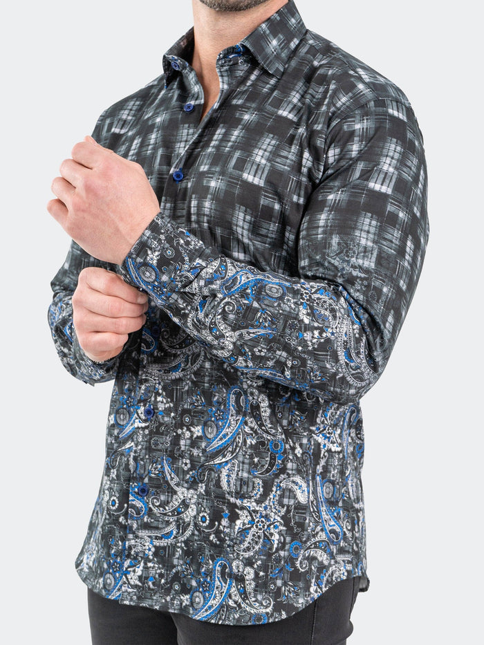 Maceoo Stretch Shirt | Fibonacci PaisleyBlue Black