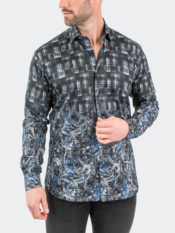 Maceoo Stretch Shirt | Fibonacci PaisleyBlue Black