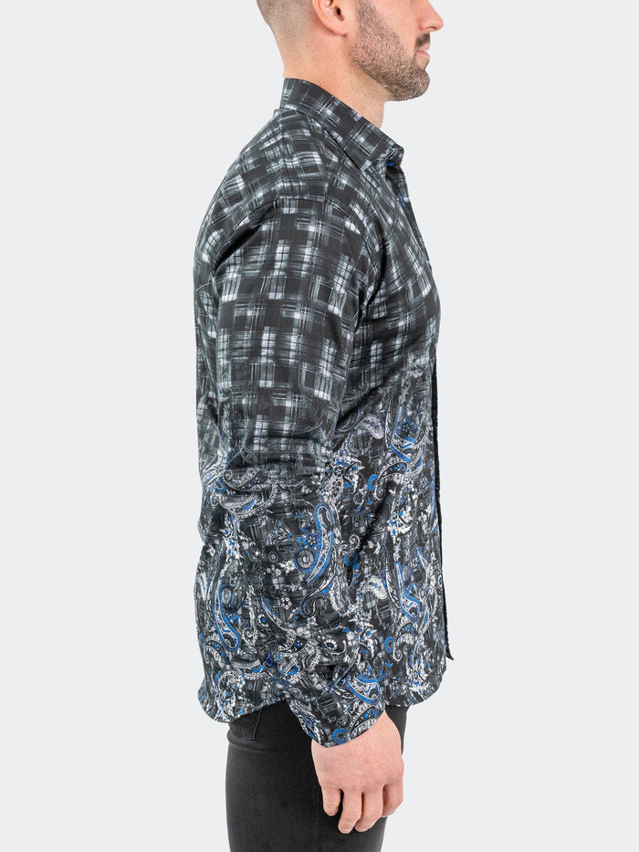 Maceoo Stretch Shirt | Fibonacci PaisleyBlue Black